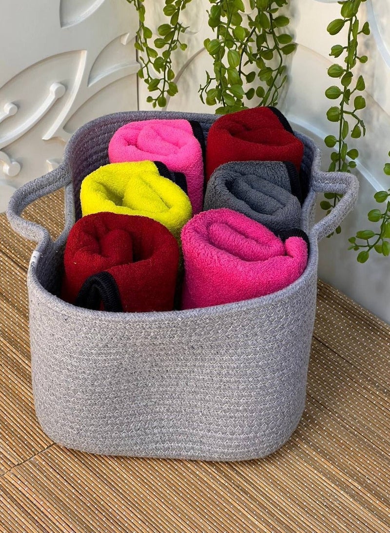 A very high quality, woven linen basket. The basket is multi-purpose for the bathroom, dressing table, closet, kitchen, and children's rooms. Its use is unlimited for towels, detergents, showers, shampoos, and also for small toys. A very nice organizer for shawls and shelves. You can also put plants in it. Its size is shown in the pictures. Imported, in various colors. - Image 3